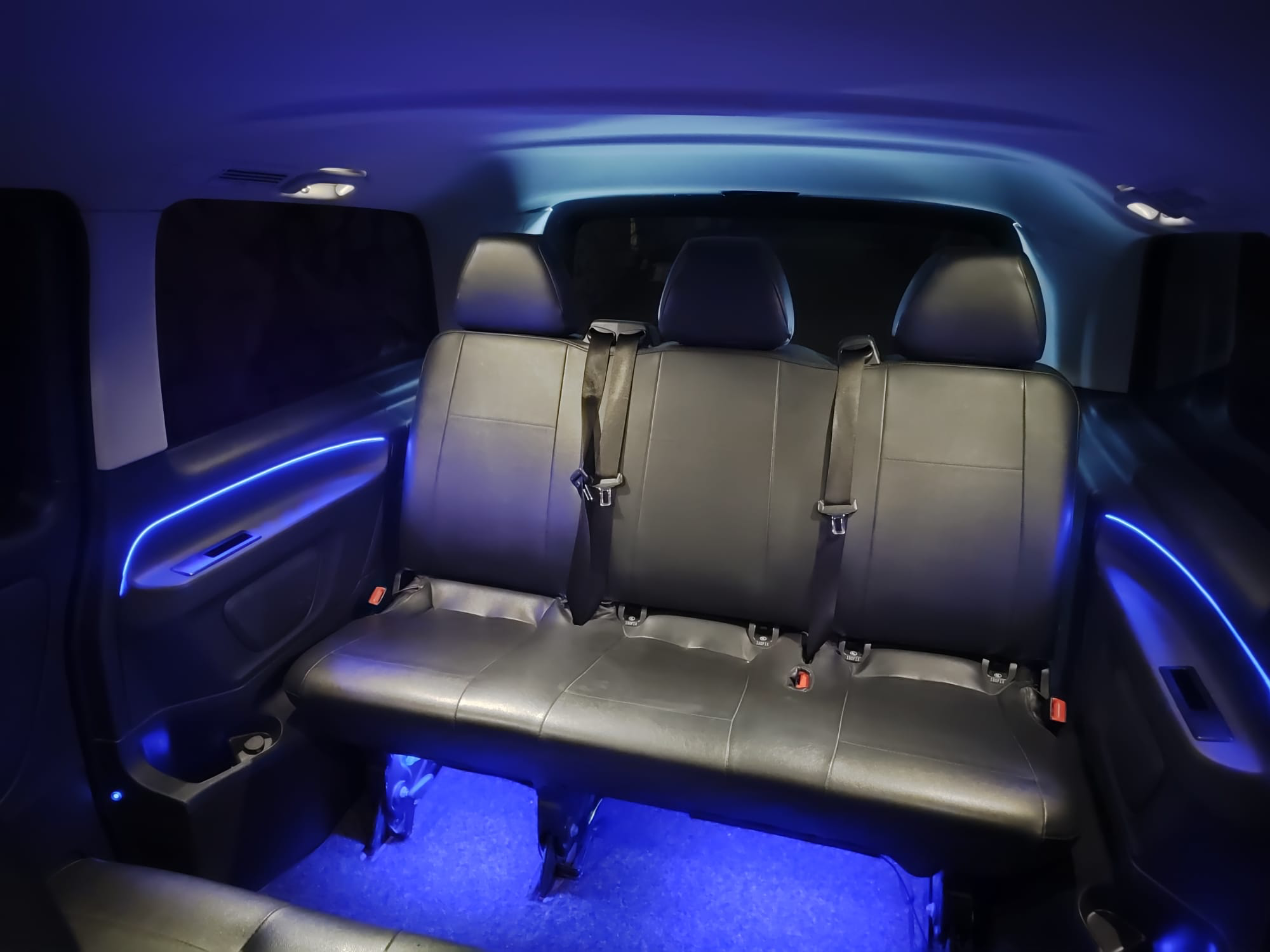 Comfortable rear seating in the private car service van